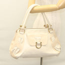Salvatore Ferragamo Gancini Shoulder Bag Leather Ivory Gold Auth 121471-26
