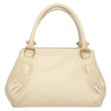 Salvatore Ferragamo Gancini Shoulder Bag Leather Ivory Gold Auth 121471 - 0