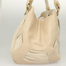 Salvatore Ferragamo Gancini Shoulder Bag Leather Ivory Gold Auth 121471-4
