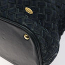 BALLY Shoulder Bag Leather Navy Gold Auth 121482-10