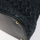 BALLY Shoulder Bag Leather Navy Gold Auth 121482-15