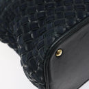 BALLY Shoulder Bag Leather Navy Gold Auth 121482-13