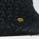 BALLY Shoulder Bag Leather Navy Gold Auth 121482-14