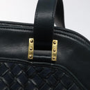 BALLY Shoulder Bag Leather Navy Gold Auth 121482-15