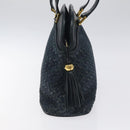 BALLY Shoulder Bag Leather Navy Gold Auth 121482-5