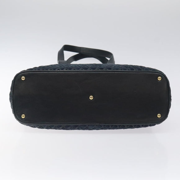 BALLY Shoulder Bag Leather Navy Gold Auth 121482