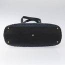 BALLY Shoulder Bag Leather Navy Gold Auth 121482-5