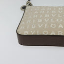 BVLGARI Shoulder Bag Canvas Ivory Silver Auth 121484-9