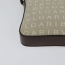 BVLGARI Shoulder Bag Canvas Ivory Silver Auth 121484-15
