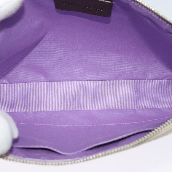 BVLGARI Shoulder Bag Canvas Ivory Silver Auth 121484