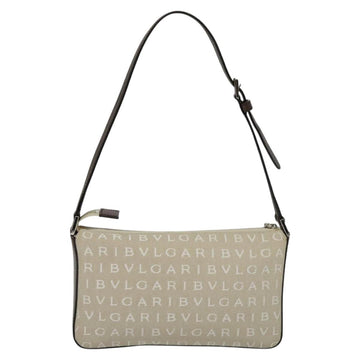 BVLGARI Shoulder Bag Canvas Ivory Silver Auth 121484 - 0