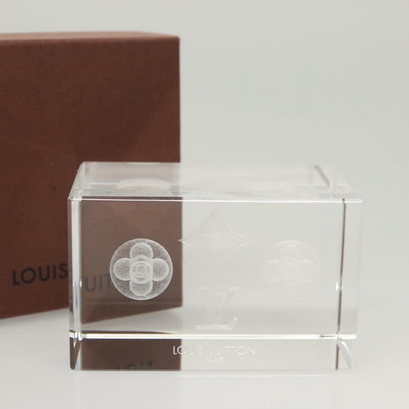 LOUIS VUITTON Paper Weight Glass Clear LV Auth 121487