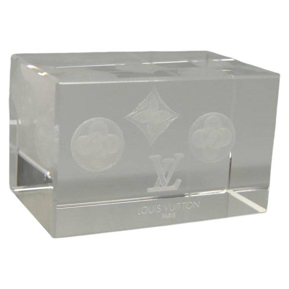 LOUIS VUITTON Paper Weight Glass Clear LV Auth 121487