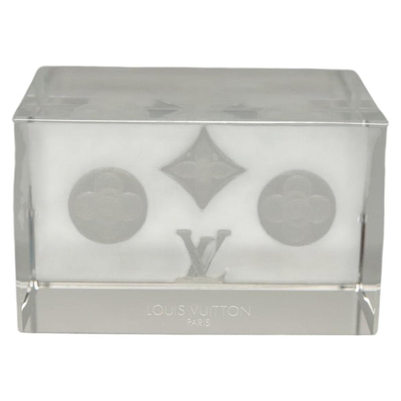 LOUIS VUITTON Paper Weight Glass Clear LV Auth 121487