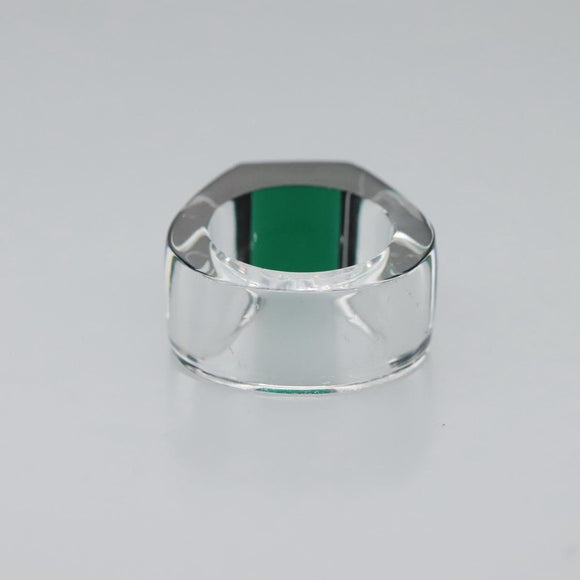 Baccarat Ring Glass 4Set Orange Green Auth 121496