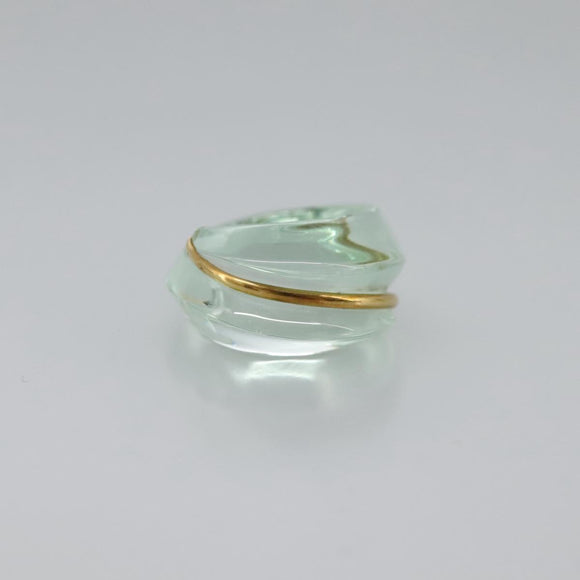 Baccarat Ring Glass 4Set Orange Green Auth 121496