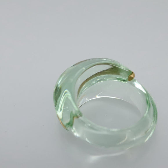 Baccarat Ring Glass 4Set Orange Green Auth 121496