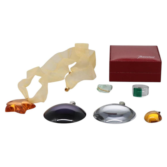 Baccarat Ring Glass 4Set Orange Green Auth 121496