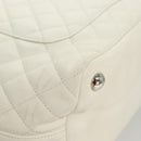 CHANEL Matelasse Cambon Line COCO Mark Tote Bag Lamb Skin White CC Auth 121507-9