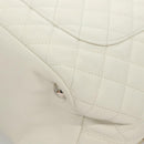 CHANEL Matelasse Cambon Line COCO Mark Tote Bag Lamb Skin White CC Auth 121507-15