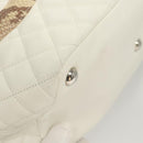 CHANEL Matelasse Cambon Line COCO Mark Tote Bag Lamb Skin White CC Auth 121507-16