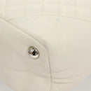 CHANEL Matelasse Cambon Line COCO Mark Tote Bag Lamb Skin White CC Auth 121507-17