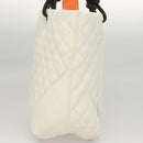 CHANEL Matelasse Cambon Line COCO Mark Tote Bag Lamb Skin White CC Auth 121507-4