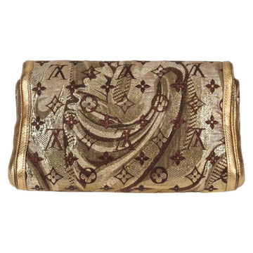 LOUIS VUITTON Monogram Brocade Tari Clutch Bag Gold M93142 LV Auth 121509V - 0