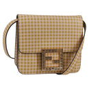 FENDI Shoulder Bag Leather Beige Gold Auth 121511M-1