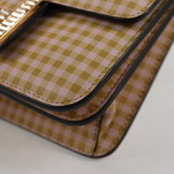 FENDI Shoulder Bag Leather Beige Gold Auth 121511M