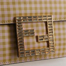 FENDI Shoulder Bag Leather Beige Gold Auth 121511M-18