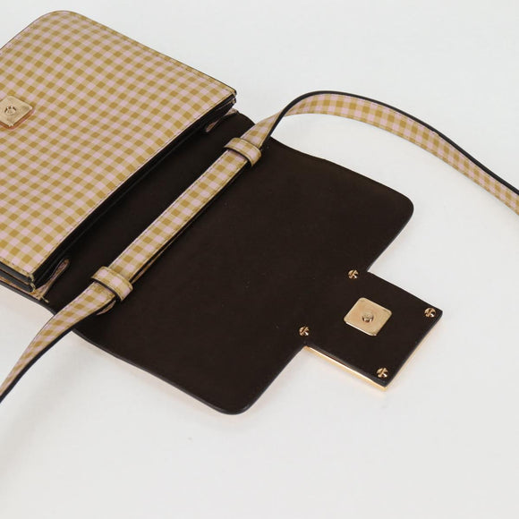 FENDI Shoulder Bag Leather Beige Gold Auth 121511M