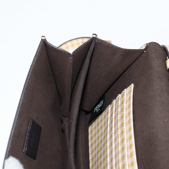 FENDI Shoulder Bag Leather Beige Gold Auth 121511M