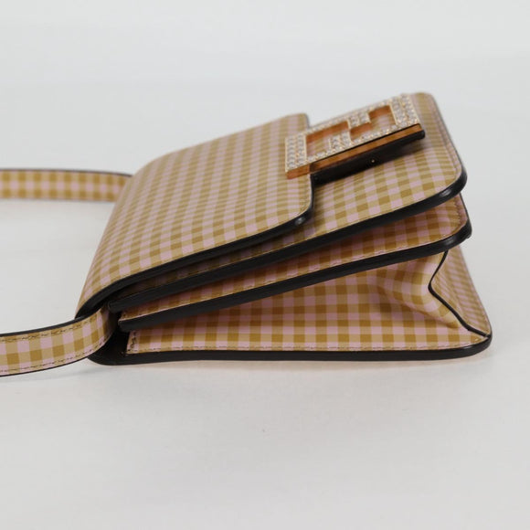 FENDI Shoulder Bag Leather Beige Gold Auth 121511M