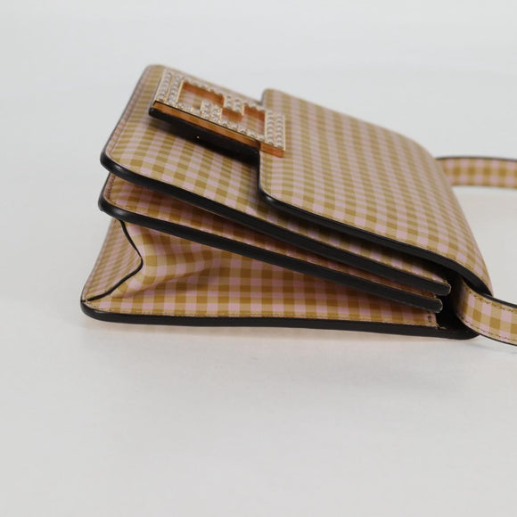 FENDI Shoulder Bag Leather Beige Gold Auth 121511M