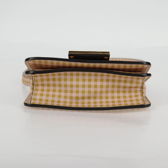 FENDI Shoulder Bag Leather Beige Gold Auth 121511M