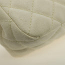 CHANEL Matelasse Chain Shoulder Bag Canvas White Silver CC Auth 121513-12