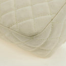 CHANEL Matelasse Chain Shoulder Bag Canvas White Silver CC Auth 121513-13
