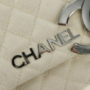 CHANEL Matelasse Chain Shoulder Bag Canvas White Silver CC Auth 121513-14