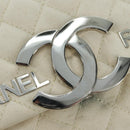 CHANEL Matelasse Chain Shoulder Bag Canvas White Silver CC Auth 121513-15