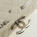 CHANEL Matelasse Chain Shoulder Bag Canvas White Silver CC Auth 121513-17