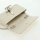 CHANEL Matelasse Chain Shoulder Bag Canvas White Silver CC Auth 121513-20