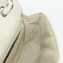 CHANEL Matelasse Chain Shoulder Bag Canvas White Silver CC Auth 121513-24