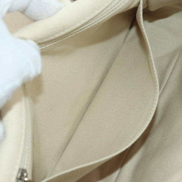 CHANEL Matelasse Chain Shoulder Bag Canvas White Silver CC Auth 121513