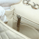CHANEL Matelasse Chain Shoulder Bag Canvas White Silver CC Auth 121513-26