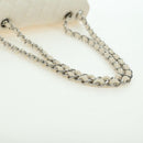 CHANEL Matelasse Chain Shoulder Bag Canvas White Silver CC Auth 121513-7