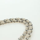CHANEL Matelasse Chain Shoulder Bag Canvas White Silver CC Auth 121513-8