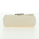 CHANEL Matelasse Chain Shoulder Bag Canvas White Silver CC Auth 121513-9