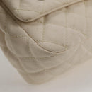 CHANEL Matelasse Chain Shoulder Bag Canvas White Silver CC Auth 121513V-15