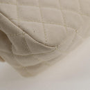 CHANEL Matelasse Chain Shoulder Bag Canvas White Silver CC Auth 121513V-17